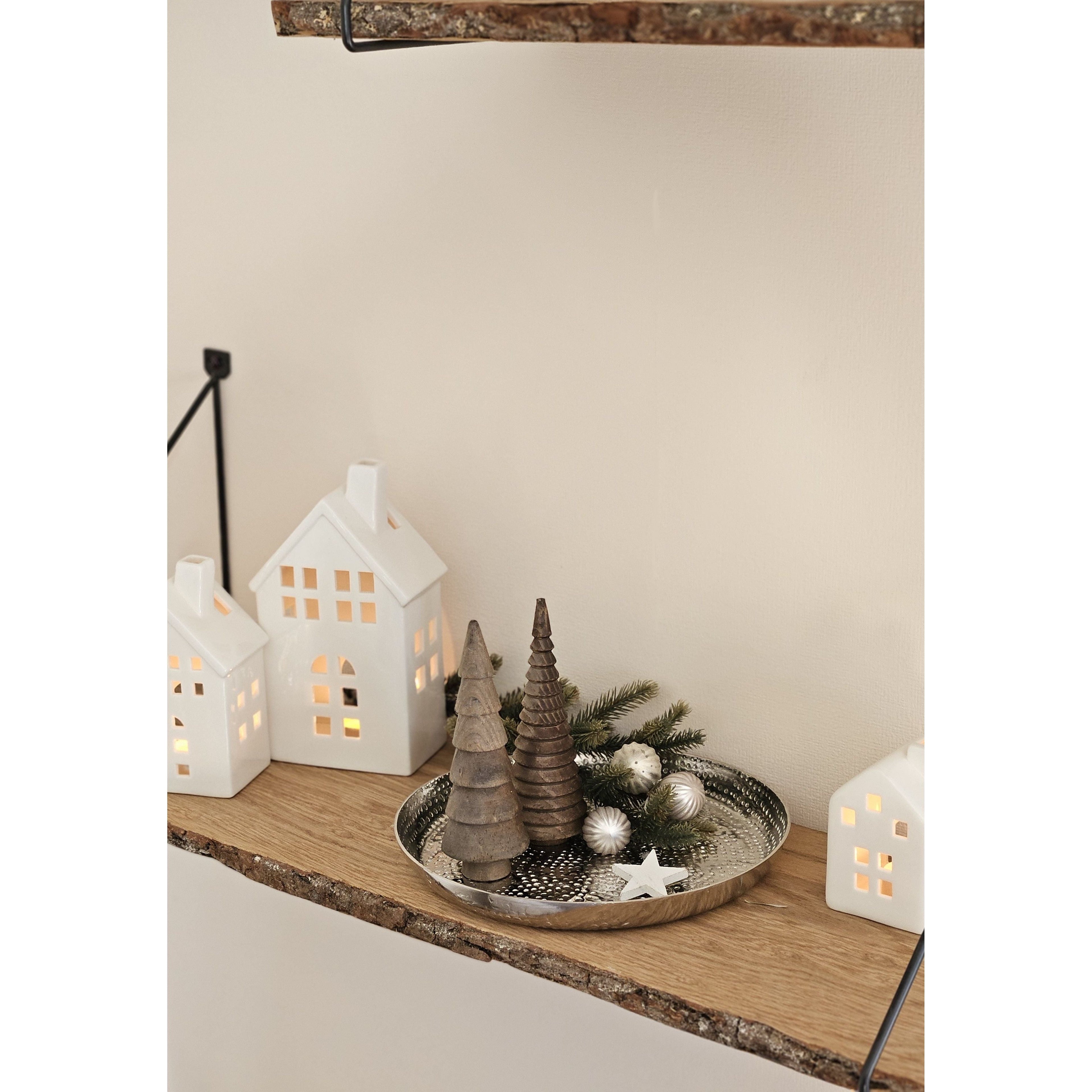 Dekoteller Teller Silber Metall rund Hammerschlag Kerzenteller Schale Ø 23 cm