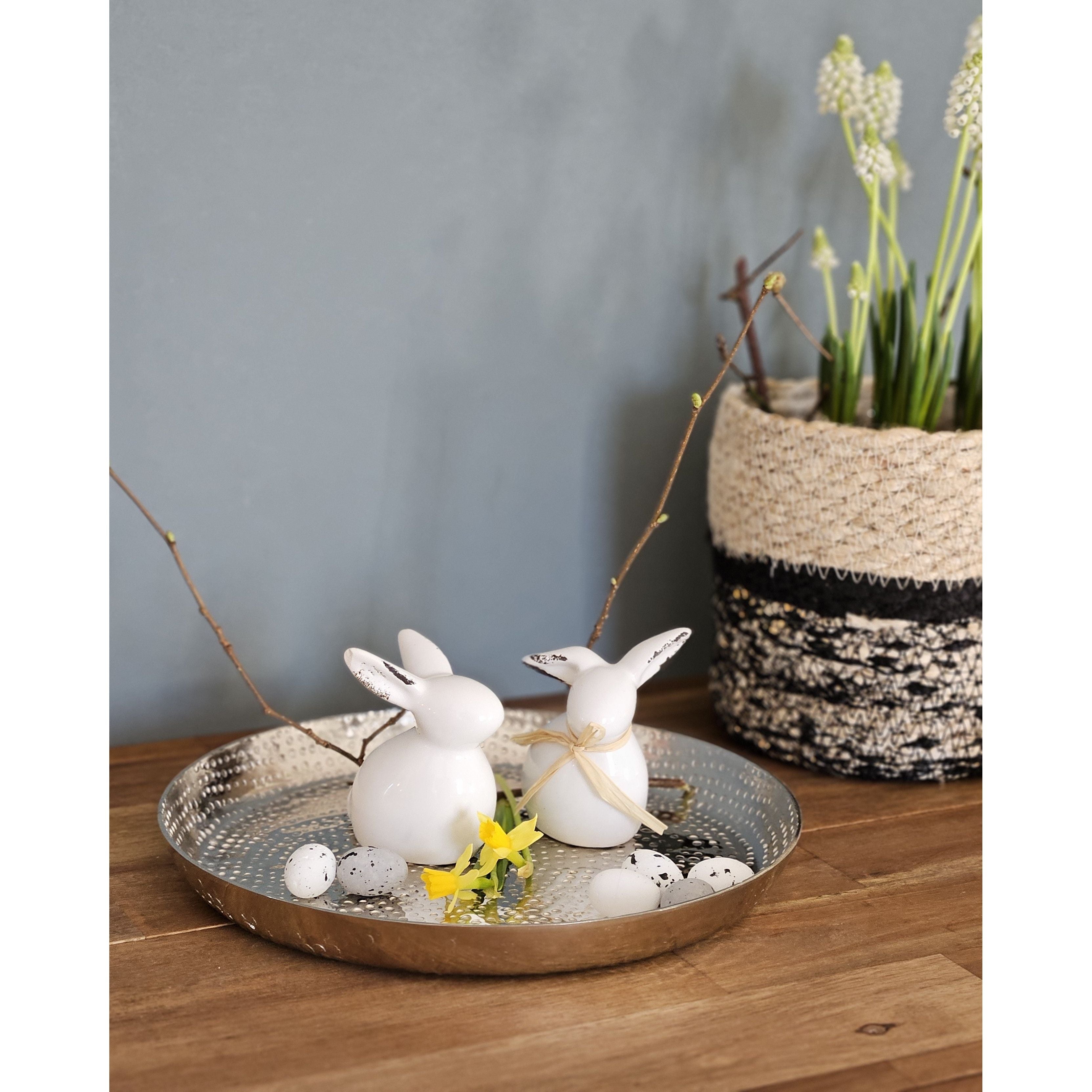 Dekoteller Teller Silber Metall rund Hammerschlag Kerzenteller Schale Ø 23 cm