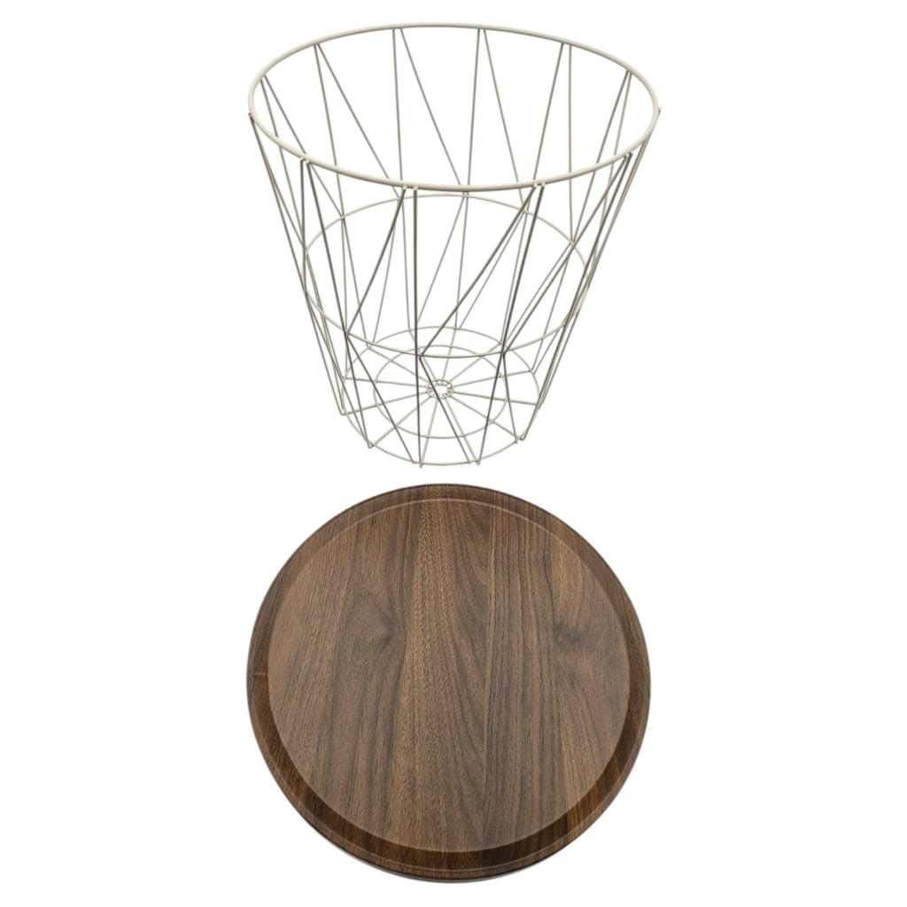 Beistelltisch warmes grau Nussbaum Rund Couchtisch 37x40 cm Metall Holz