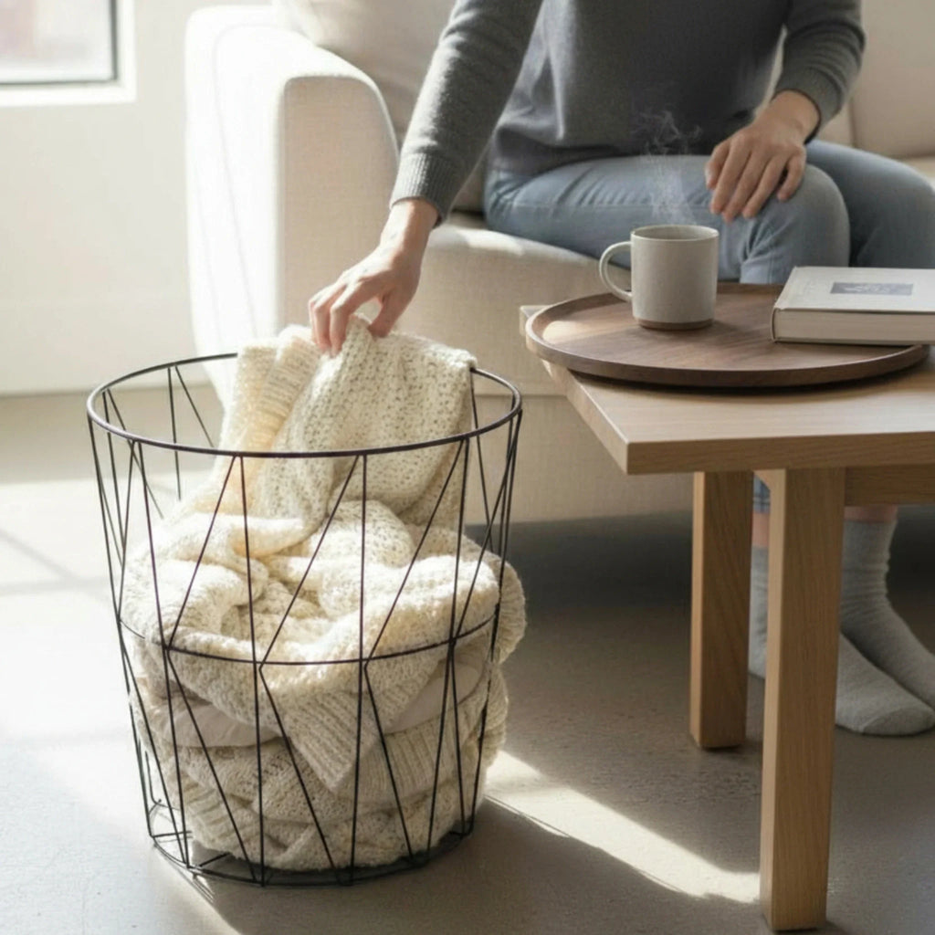 Beistelltisch Couchtisch Stauraumtisch Metalltisch mit Holzplatte Nussbaum schwarz 37x39