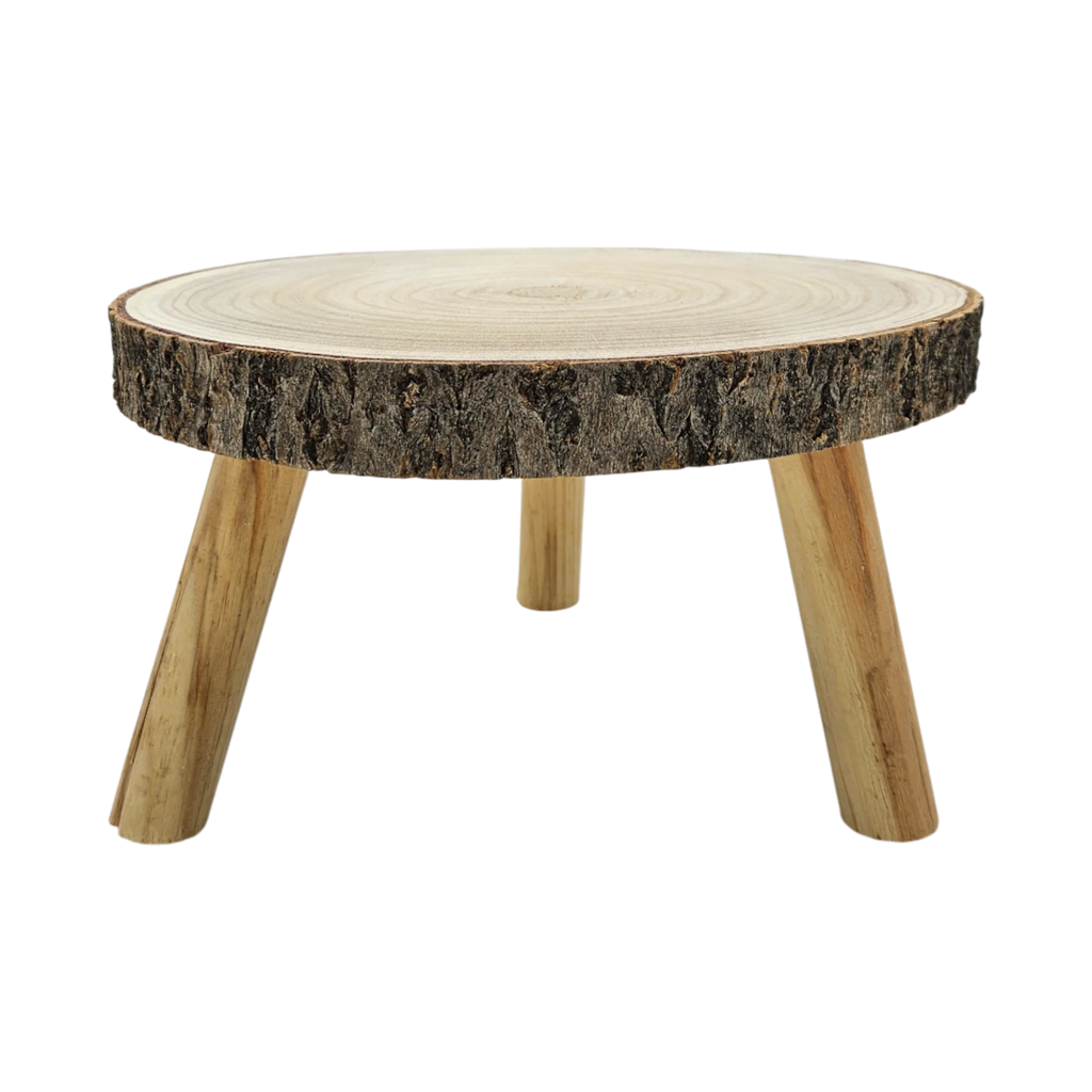 Baumscheibe auf Füßen Kerzentablett natur Baumrinde rund 20-26 cm Pflanzenständer