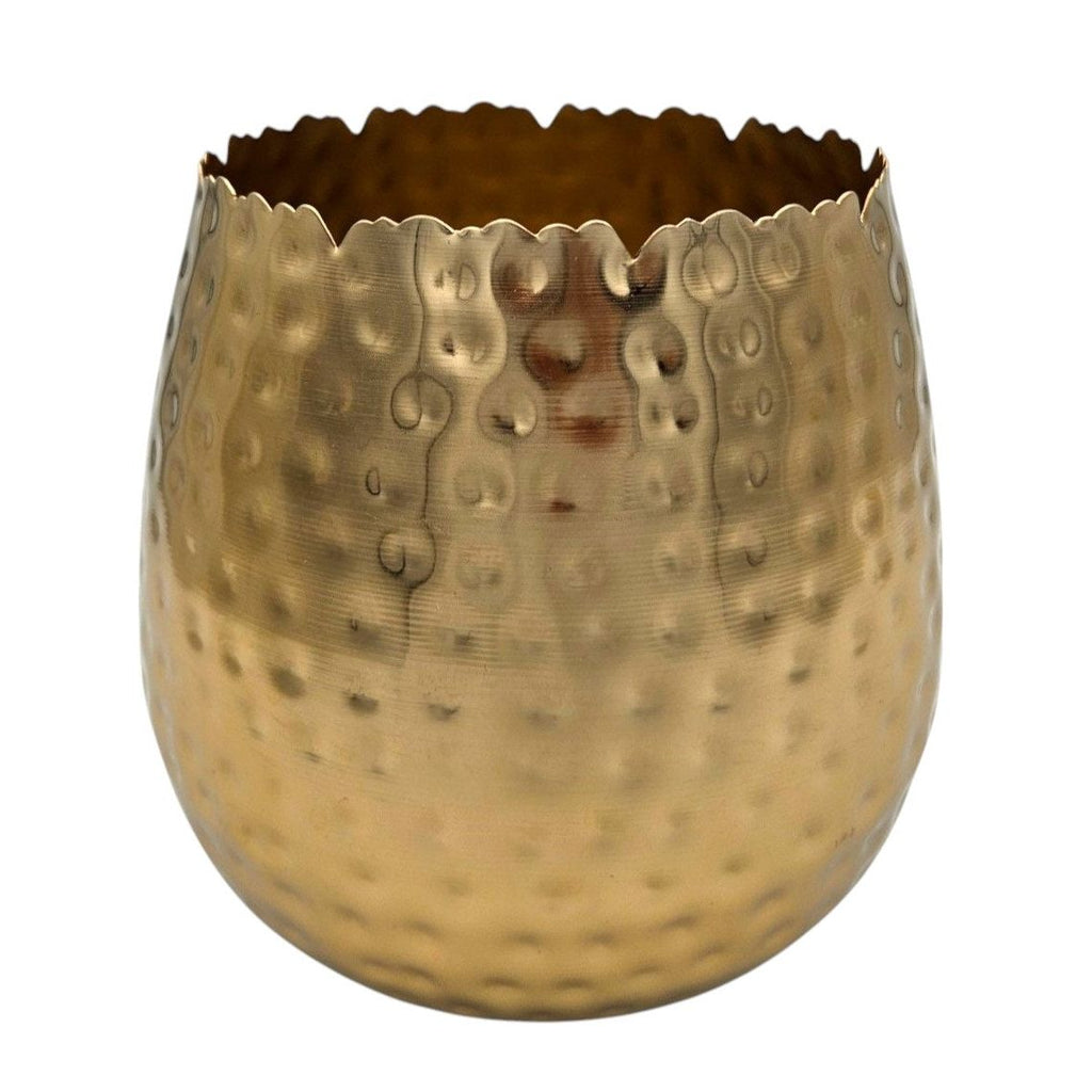 Blumentopf Übertopf Vase gold Metall Hammerschlag 18x18 cm Pflanztopf Deko