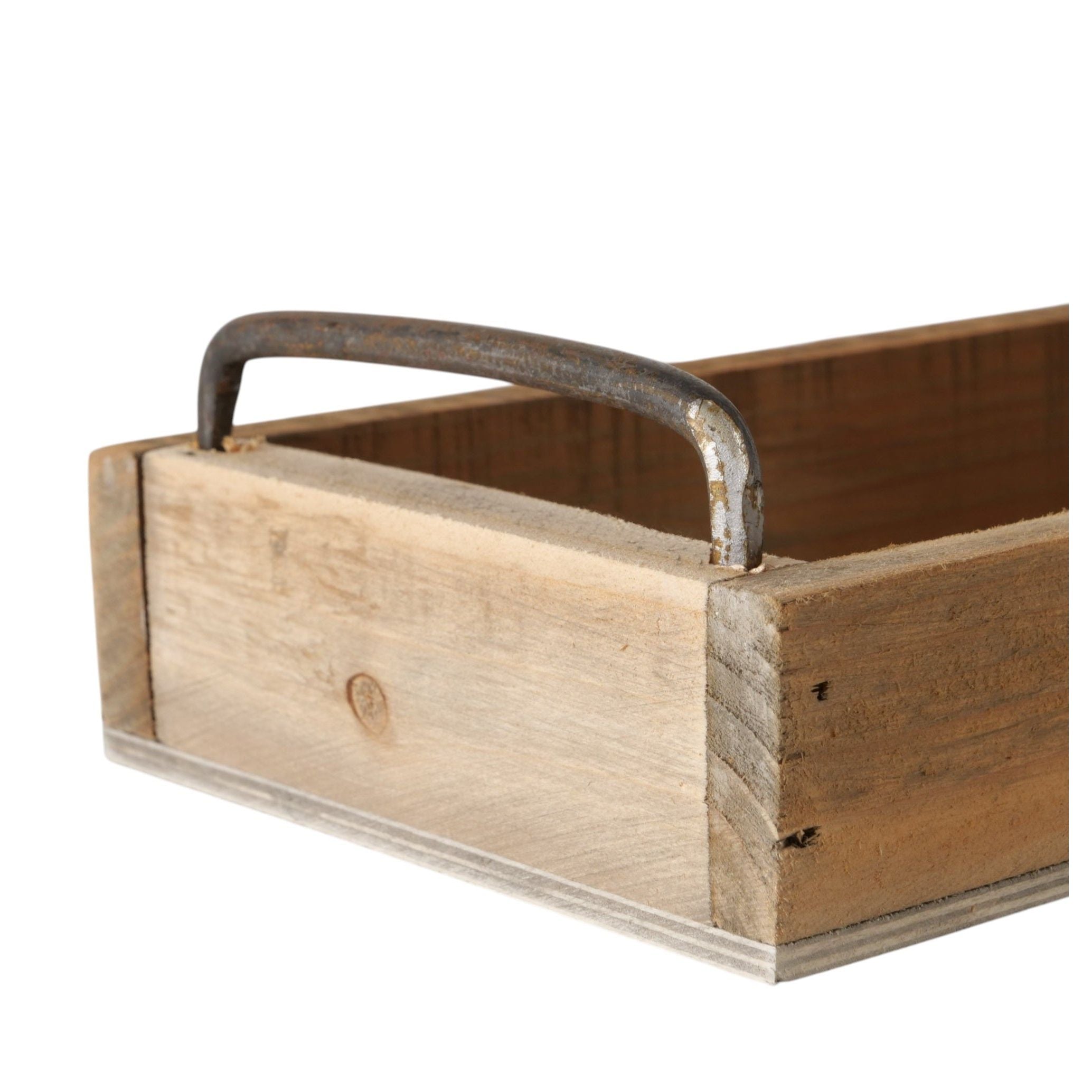 Dekotablett Serviertablett Holztablett braun 38 cm Holz Metallgriff dekorativ 2er Set