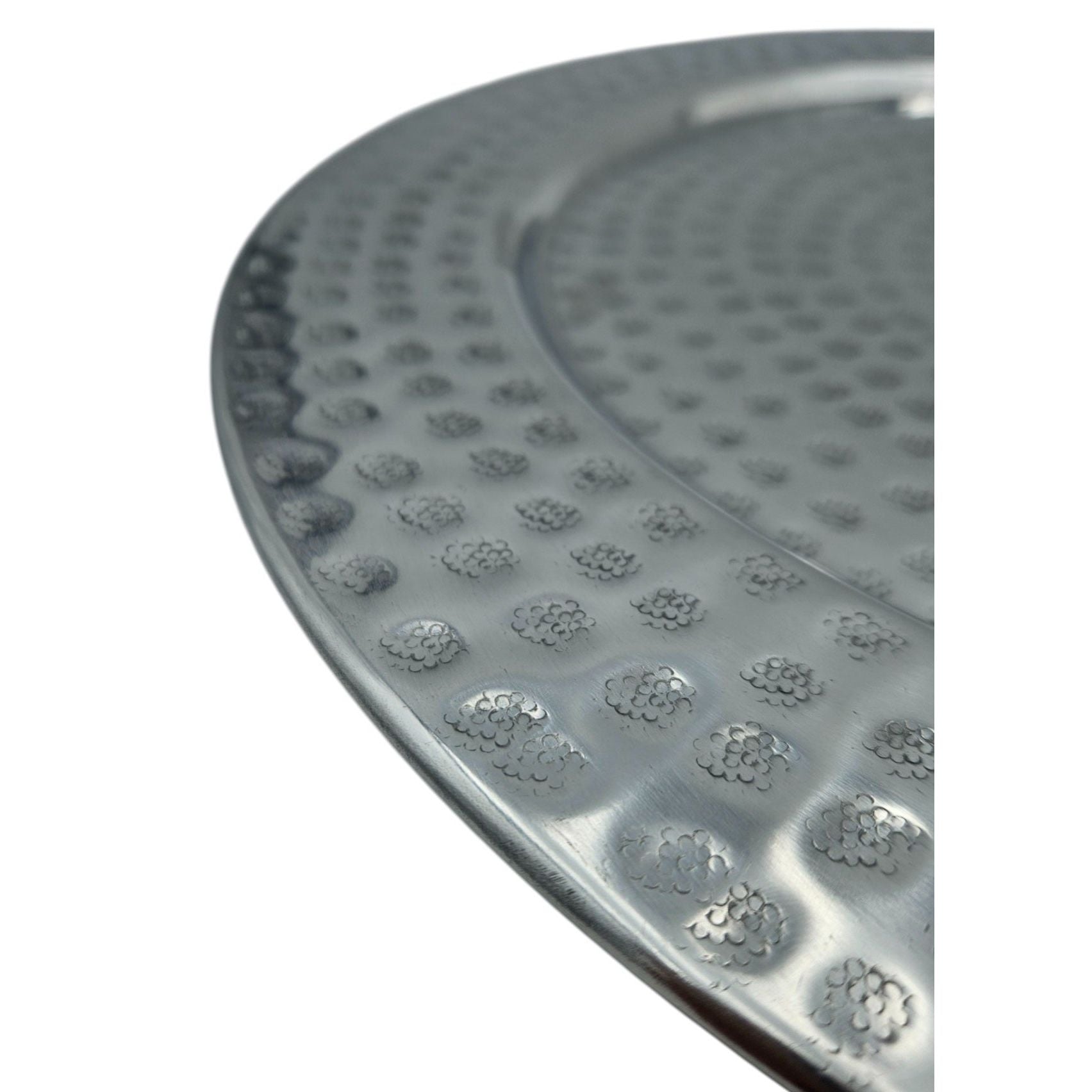 Dekoteller Kerzentablett Metallteller XXL 45 cm Hammerschlag silber Dekoschale