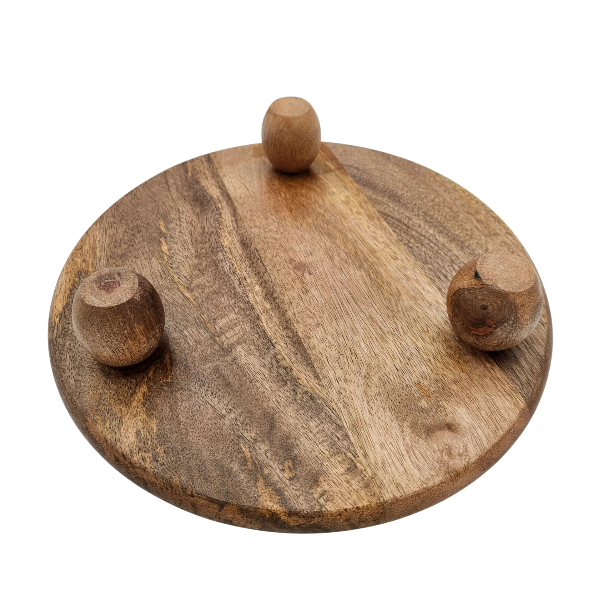 Dekoteller rund auf Füßen Kerzentablett Mangoholz 29 cm Holztablett Blumenhocker Dekorativ