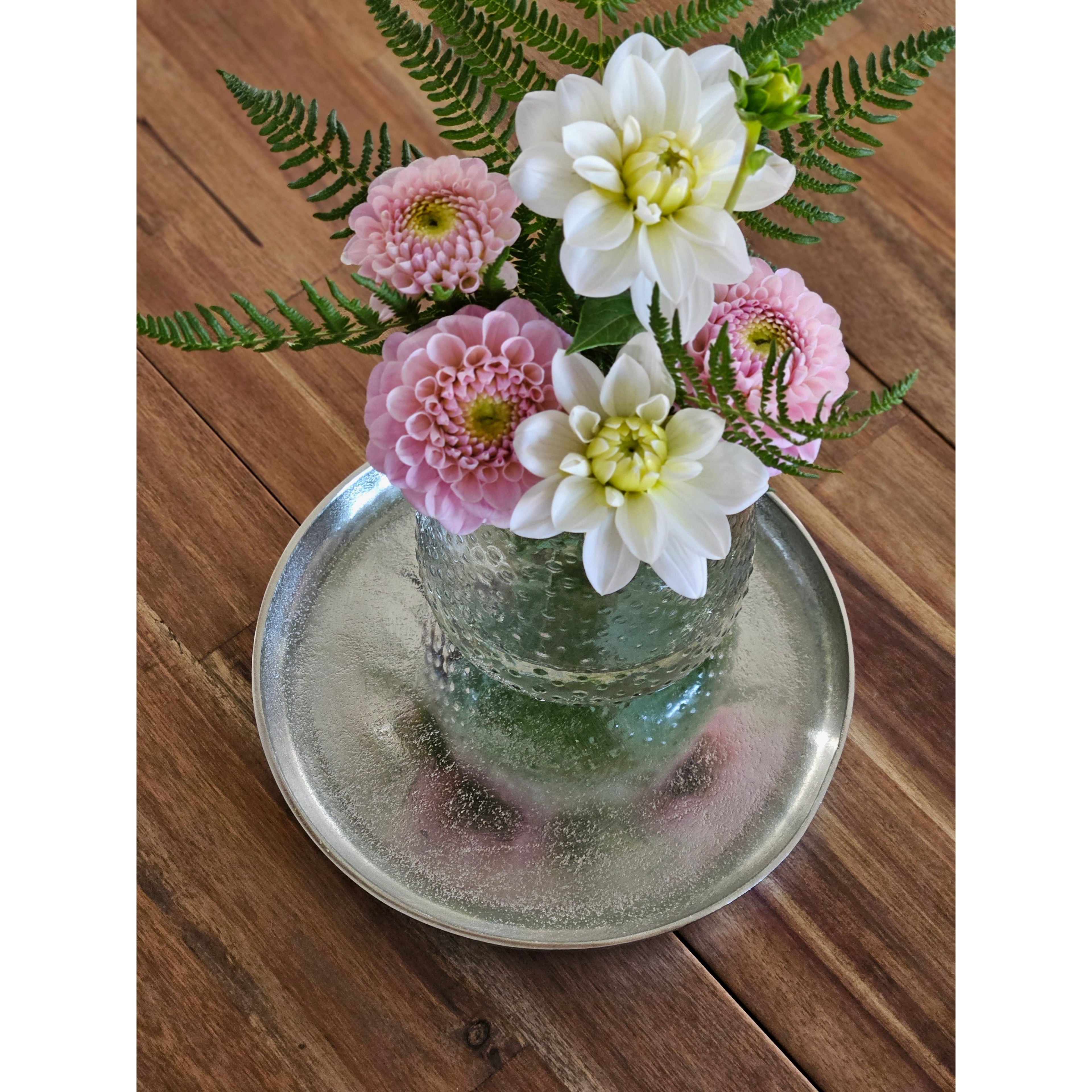 Dekoteller Silber Metall Teller Schale Dekotablett Kerzenteller Dekoschale Ø20cm