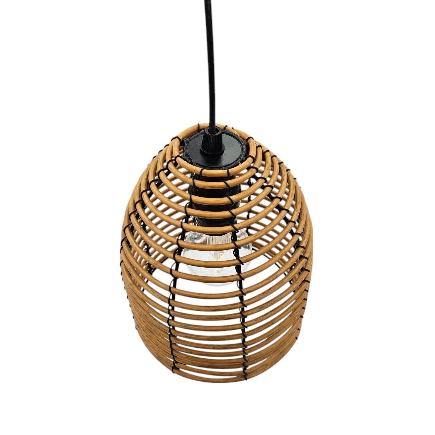 Hängeleuchte LED Rattan Optik Außen Innenbereich 18x16 cm Gartenbeleuchtung