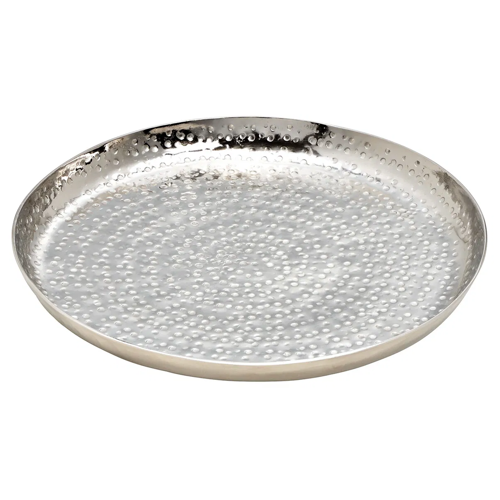 Dekoteller Teller Silber Metall rund Hammerschlag Kerzenteller Schale Ø 23 cm