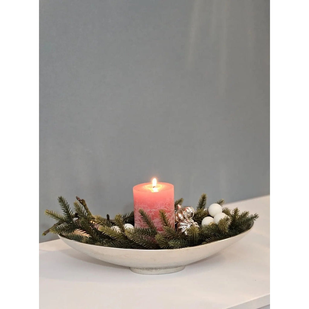 Dekoschale Metall silber Schale Metallschale oval Deko Tischdeko Länge 34 cm