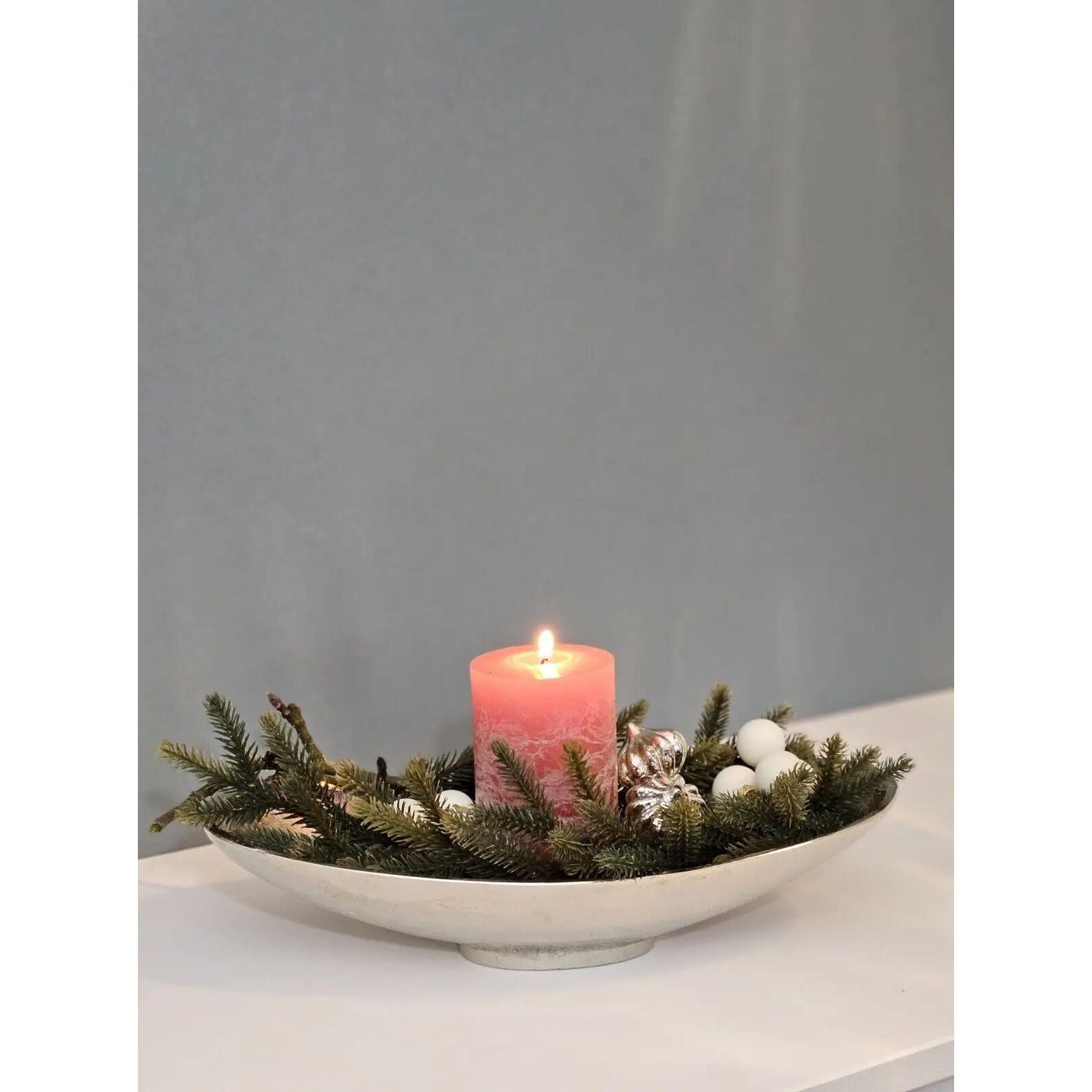 Dekoschale Metall silber Schale Metallschale oval Deko Tischdeko Länge 34 cm