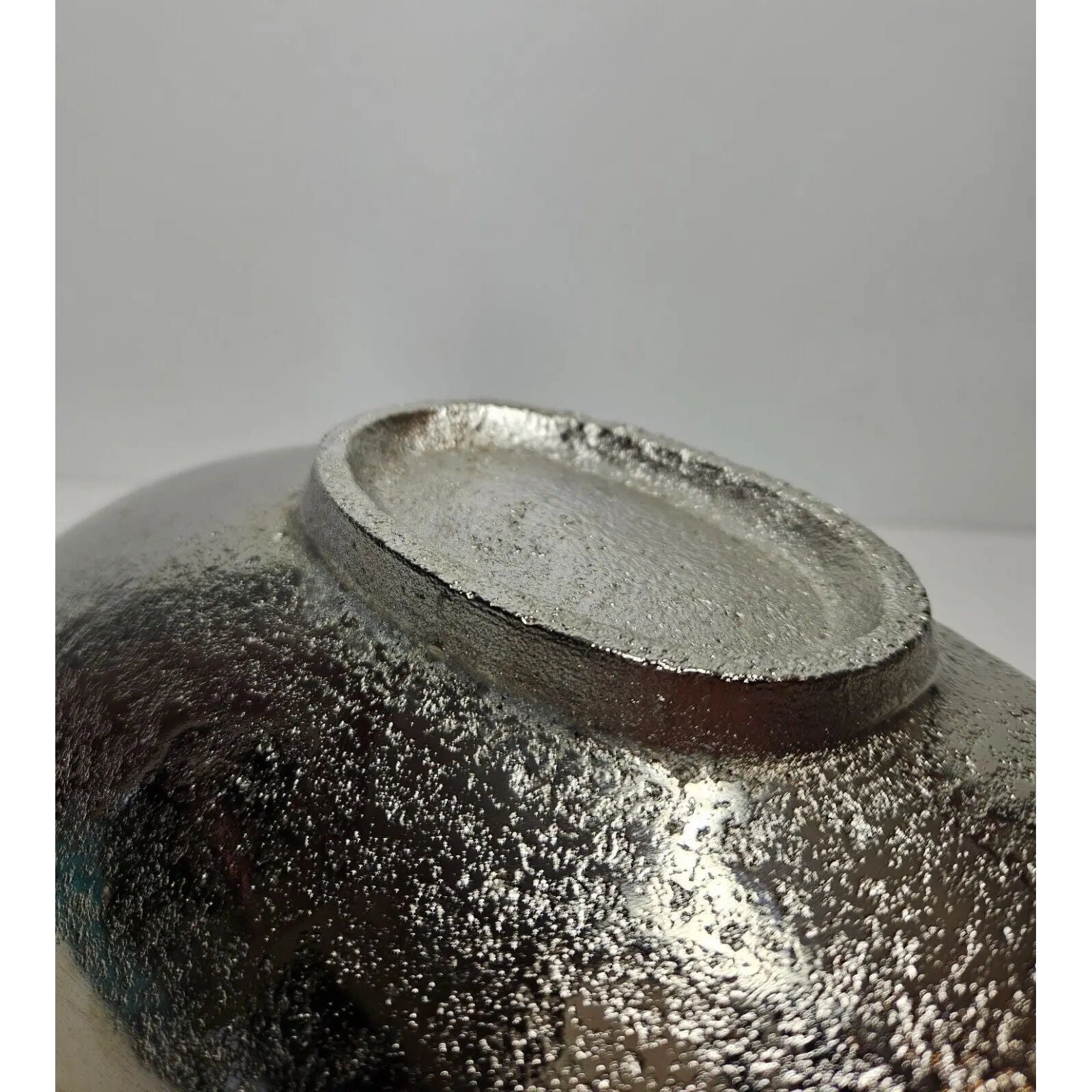 Dekoschale Metall silber Schale Metallschale oval Deko Tischdeko Länge 34 cm