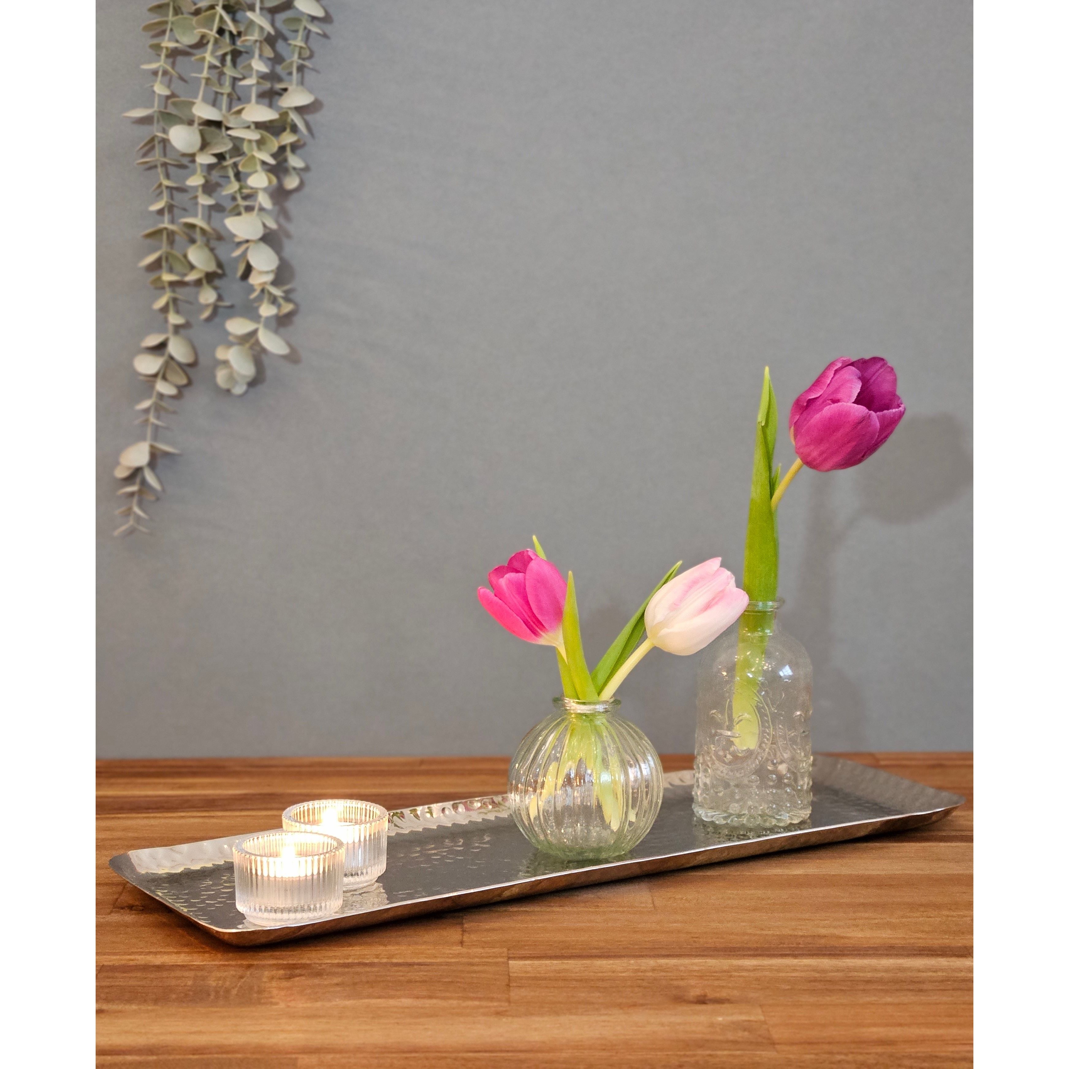 Dekotablett Dekoschale Metall silber Deko Tischdeko Schale Tablett 45 cm B-WARE