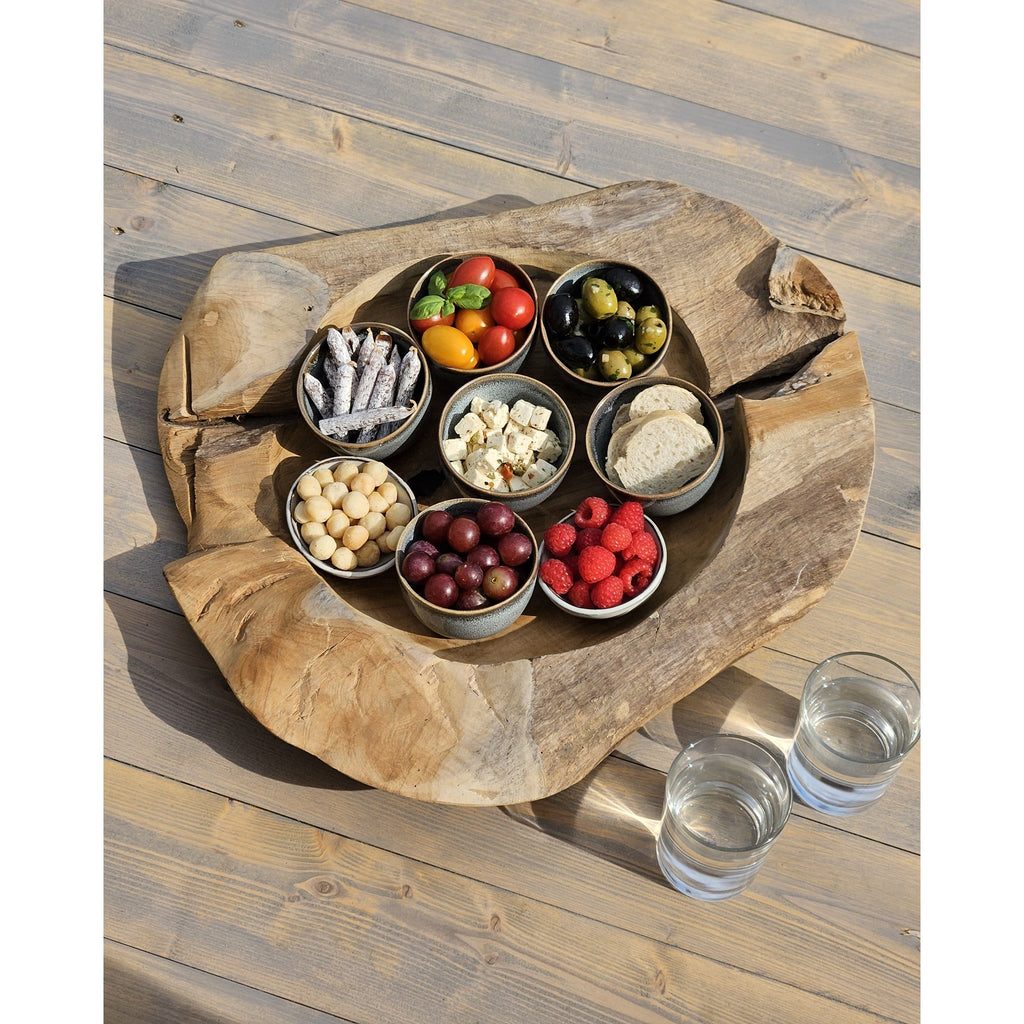 Dekoschale Naturschale Teak Holz rund Ø 50 cm Schale braun massiv stabil Obstschale XL