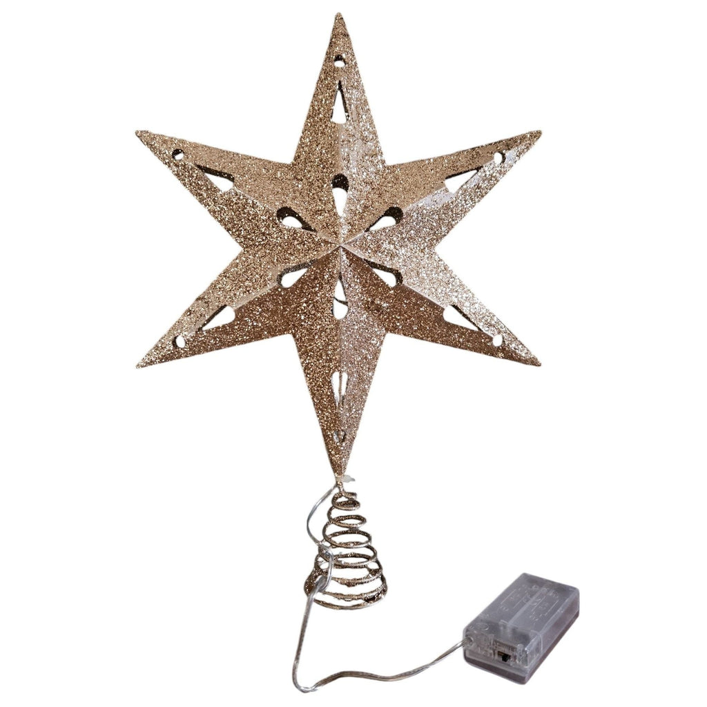 Christbaumspitze 35cm Baumspitze Weihnachten Metall Glitzer LED Stern B-WARE