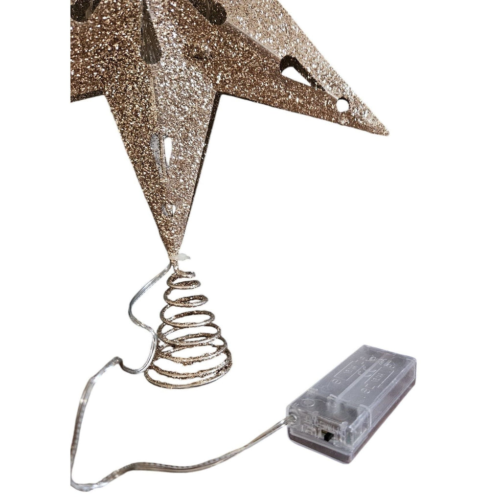 Christbaumspitze 35cm Baumspitze Weihnachten Metall Glitzer LED Stern B-WARE
