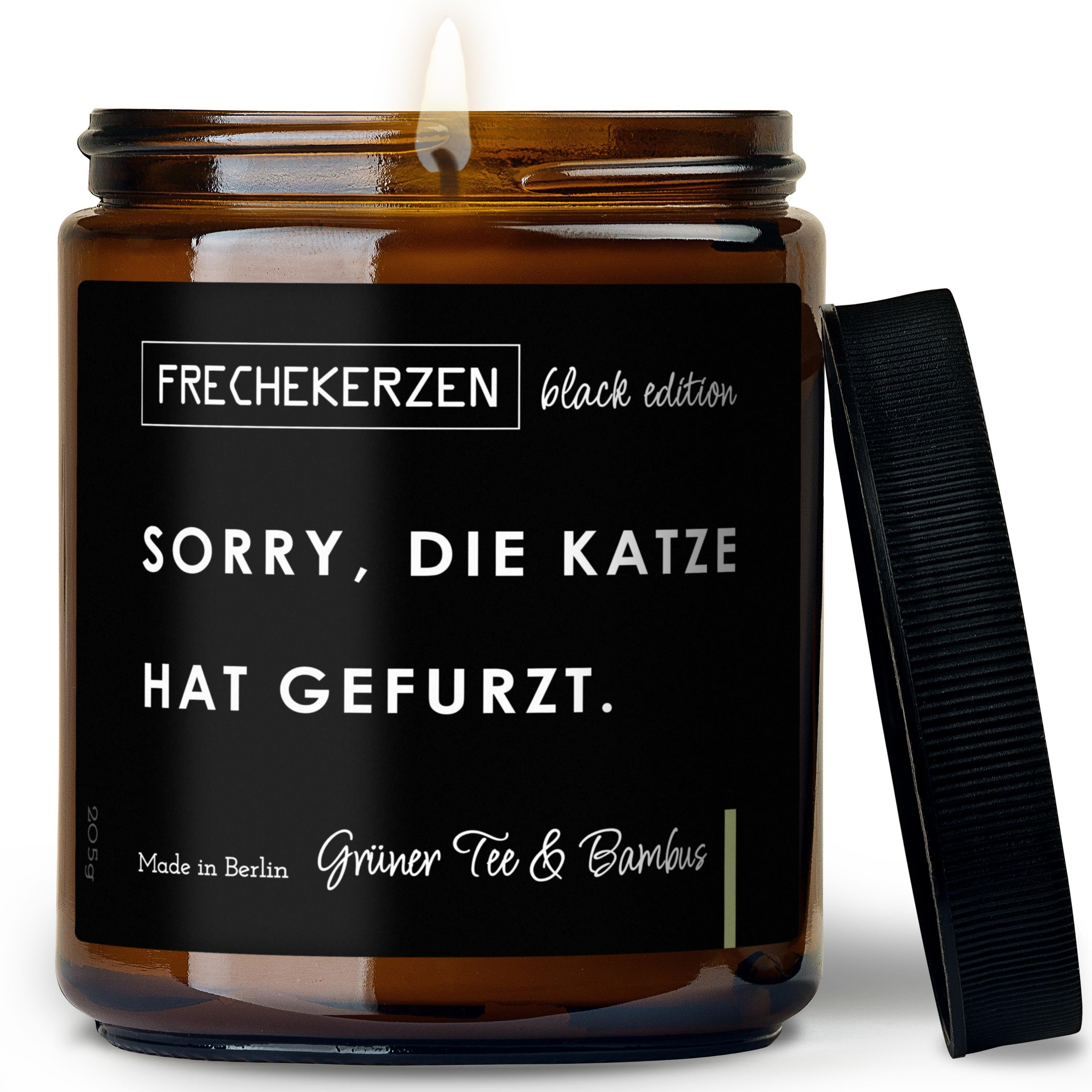 Duftkerze mit Spruch | sorry, die katze hat gefurzt.