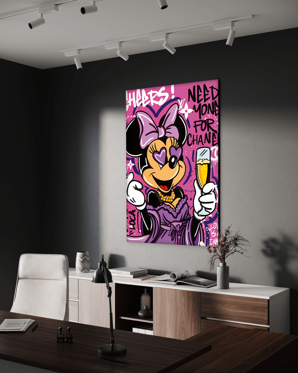 Minnie needs Money - Leinwandbild Pop Art / Motivation