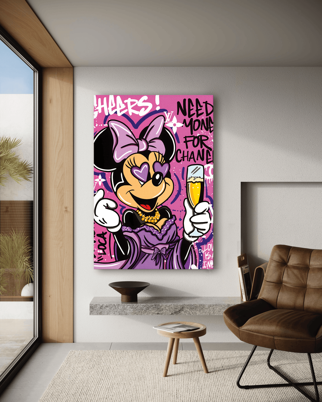Minnie needs Money - Leinwandbild Pop Art / Motivation