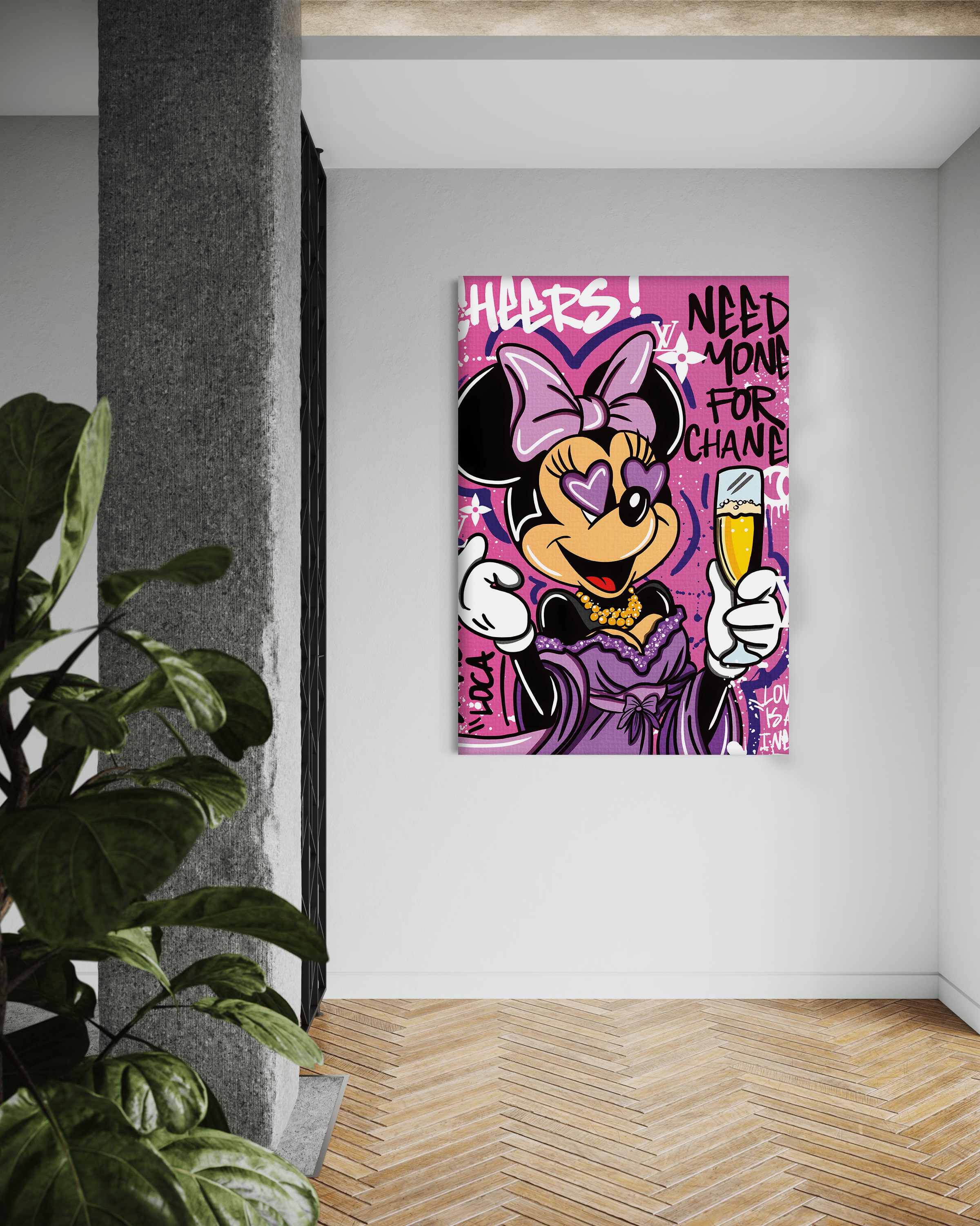 Minnie needs Money - Leinwandbild Pop Art / Motivation